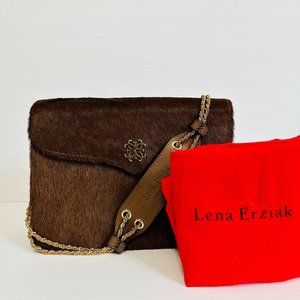 NWOT LENA ERZIAK CALF HAIR AND LEATHER SHOULDER BAG W DUST BAG MADE IN ITALY